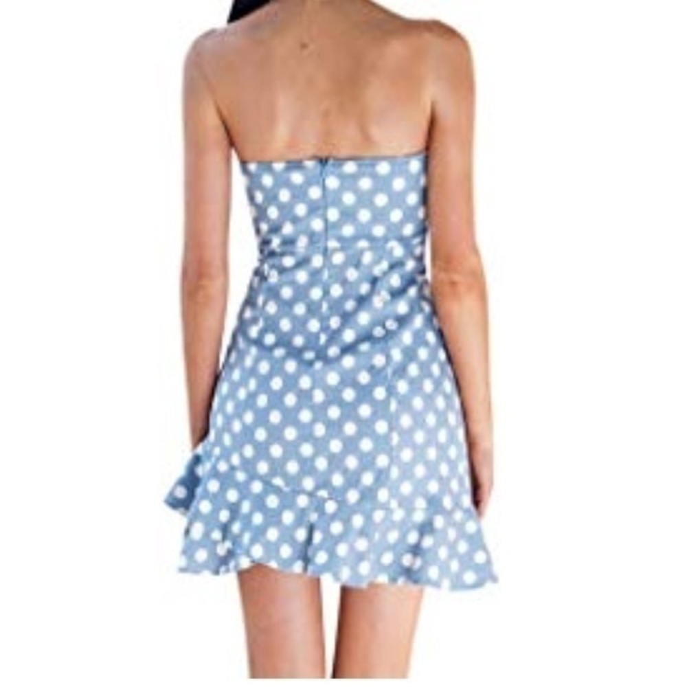 Polka dot Strapless Stretchy Mini Tube Dress - Picture 5 of 7